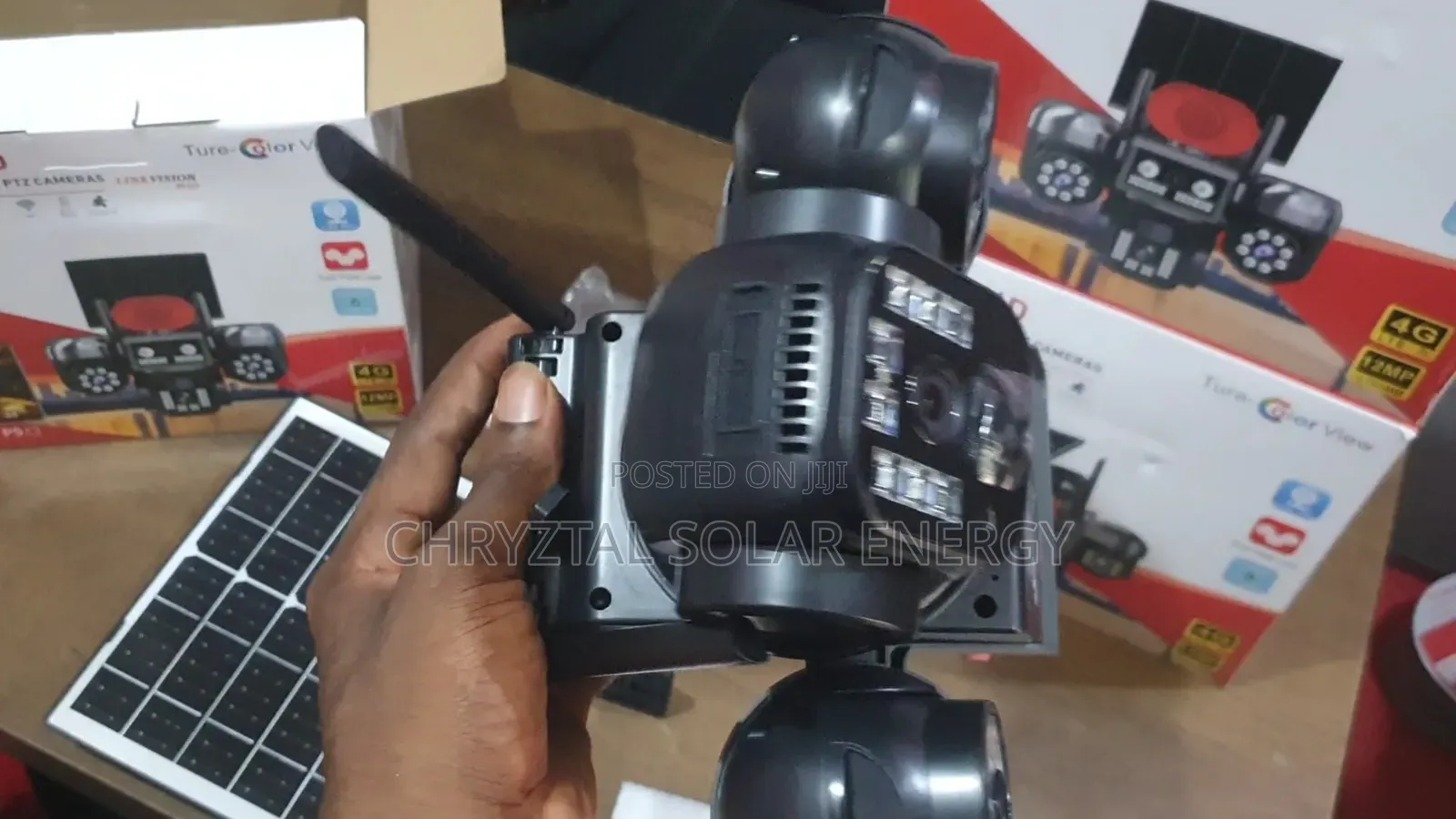 3 Lens Solar Camera With 6 Batteries Mobile App Control 12mp