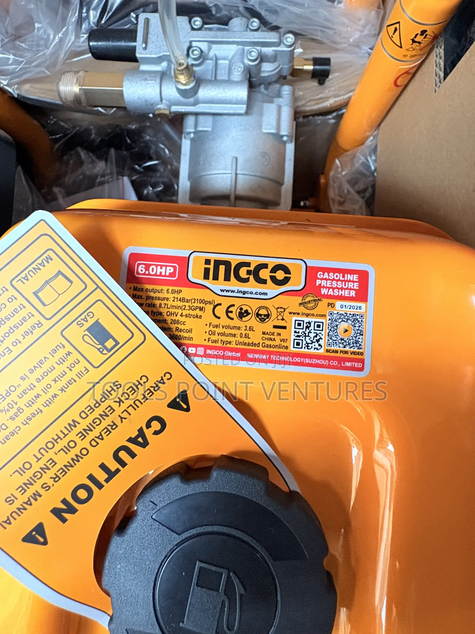 Ingco 208cc 6.0hp Gasoline Pressure Washer