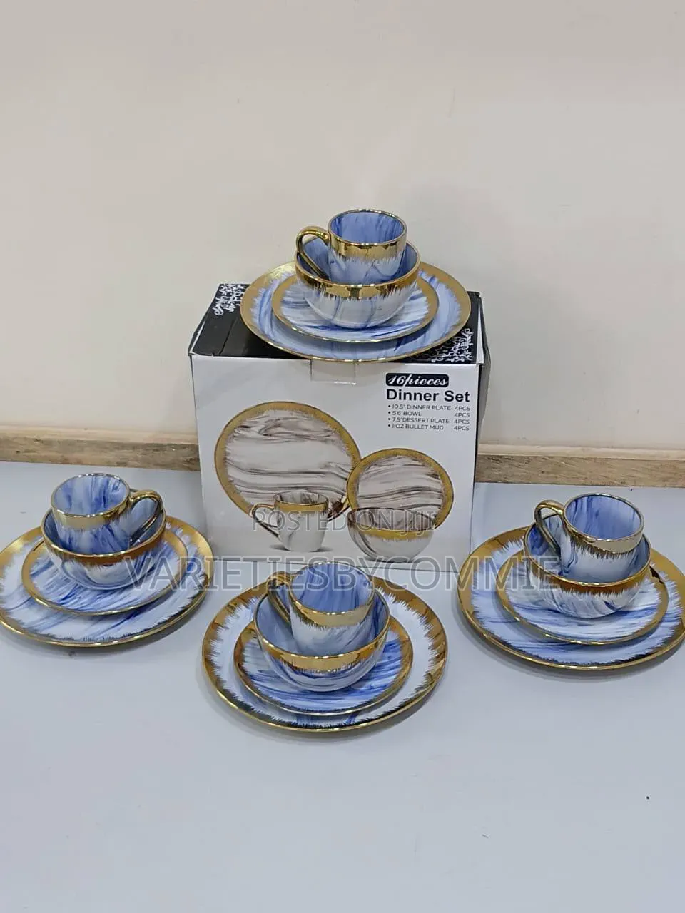 16pcs Luxury Marble Stoneware Dinner Set