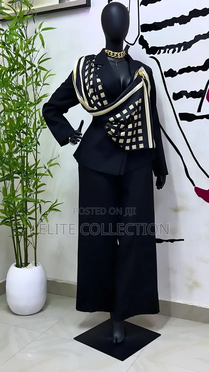 Silk Scarf Double Breasted Blazer Pant Set .Sizes : M L Xl XXL XXXL