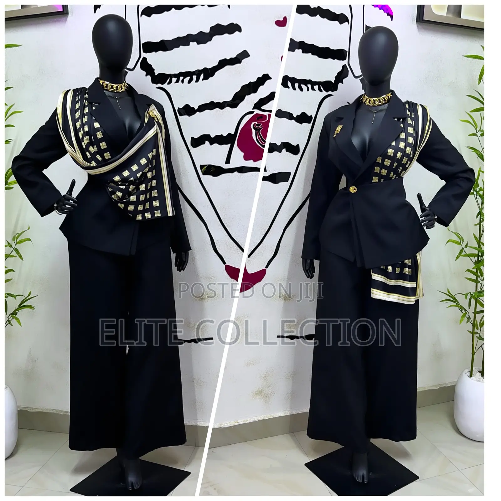 Silk Scarf Double Breasted Blazer Pant Set .Sizes : M L Xl XXL XXXL