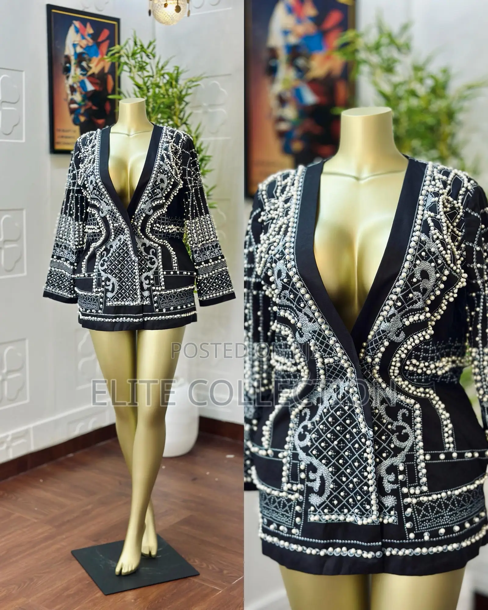 Luxury Beaded Blazers Jacket Displayed Colors Only S,M,L,Xl,Xxl,Xxxl
