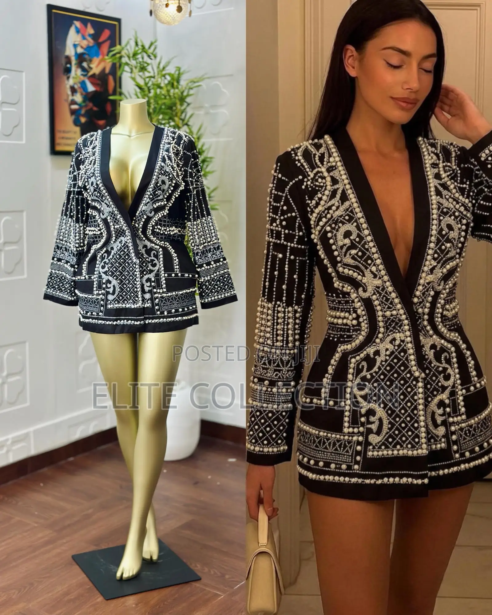 Luxury Beaded Blazers Jacket Displayed Colors Only S,M,L,Xl,Xxl,Xxxl