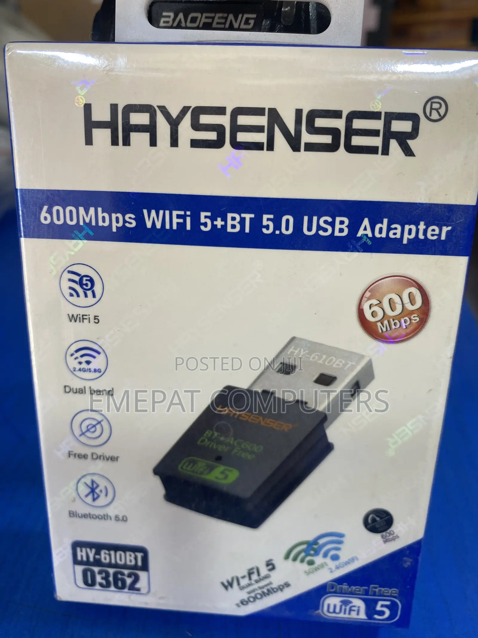 Haysenser 600mpbs Wi-Fi 5 and Bluetooth Usb Adapter