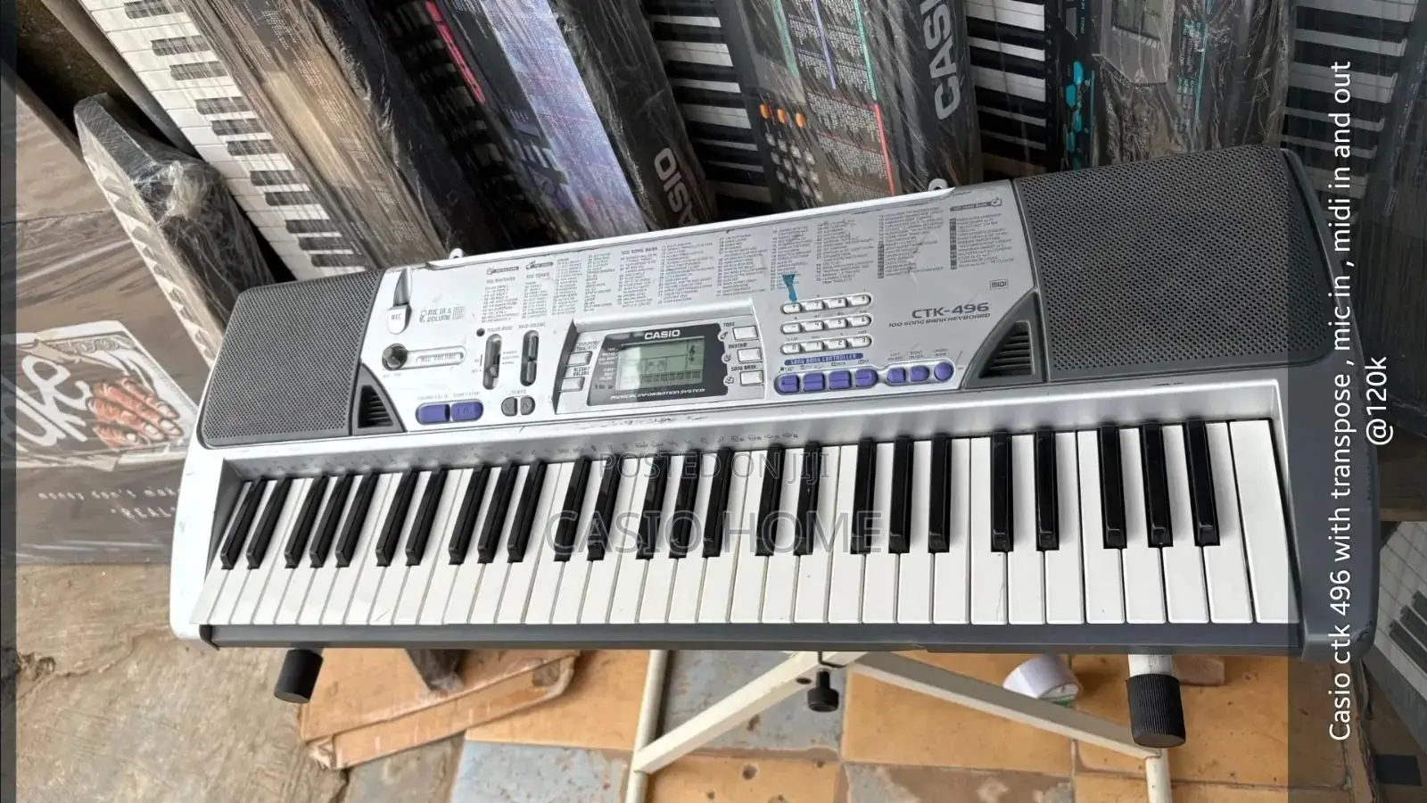 Neat Working Casio Ctk496 Keyboard Piano With Transpose and Adapter