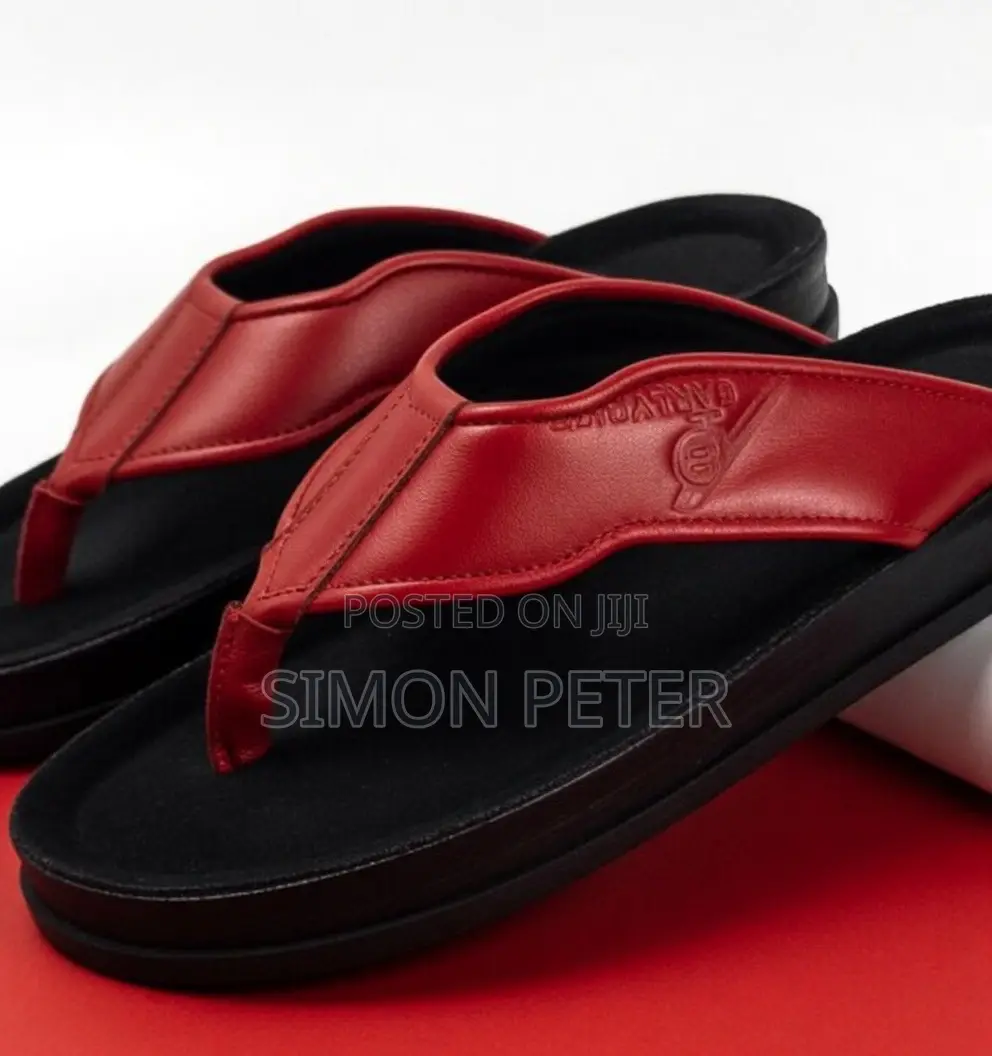 Red and Black Leather Slippers