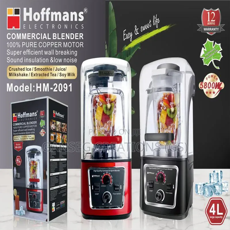 Hoffmans Heavy Comme Soundproof Blender(Hm-2091)5800w Pure Coppermotor