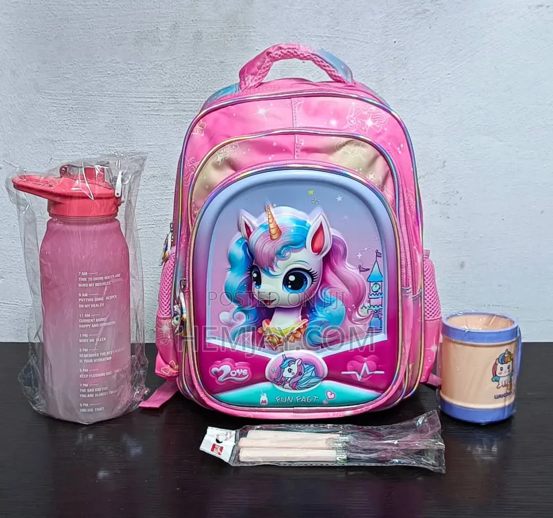 (2in1) Kids Classy School Bag and Water Bottle