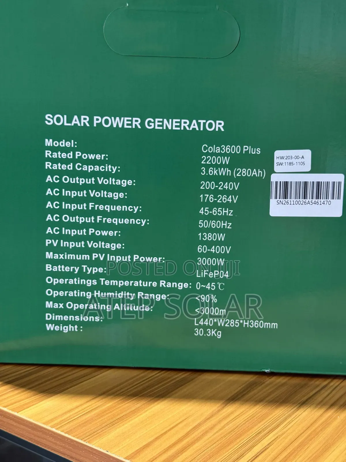 Colasolar 3600 Plus - 3.6kwh / 2.2kva Solar Generator