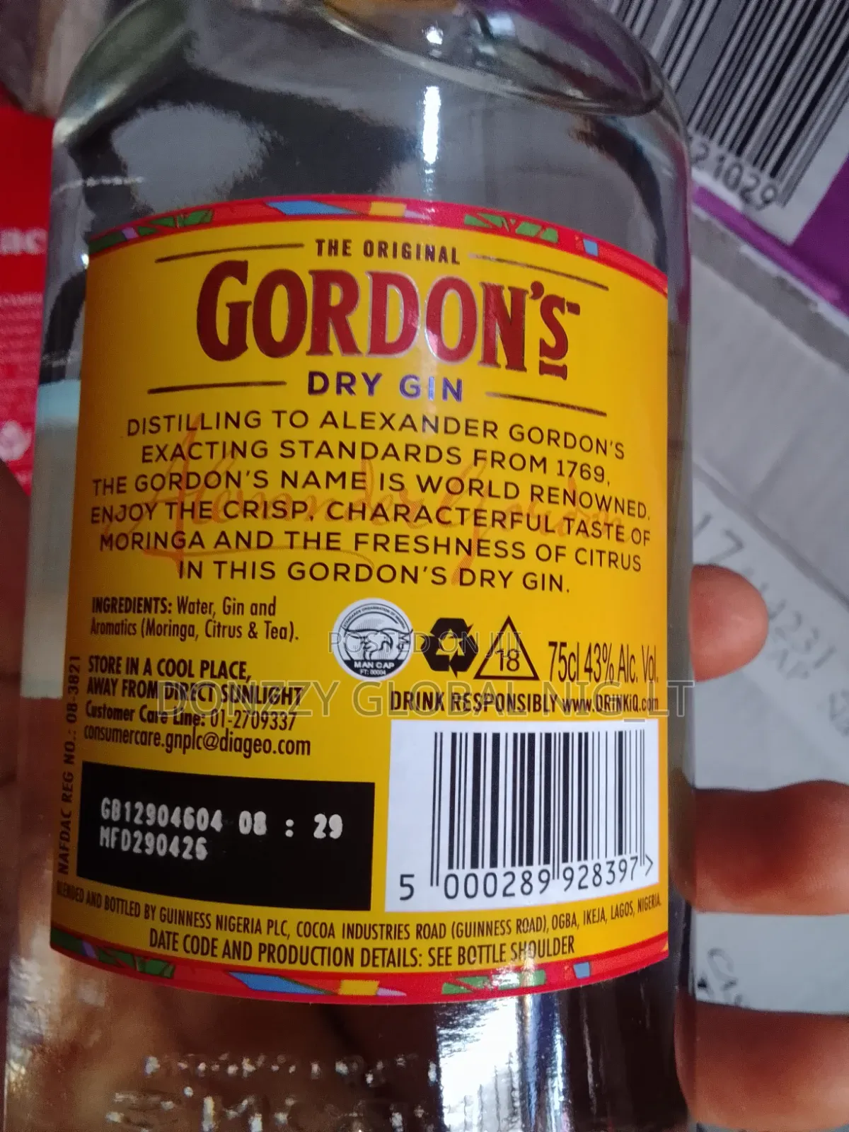 Gordon's Dry Gin Moringa Citrus ×1bottle