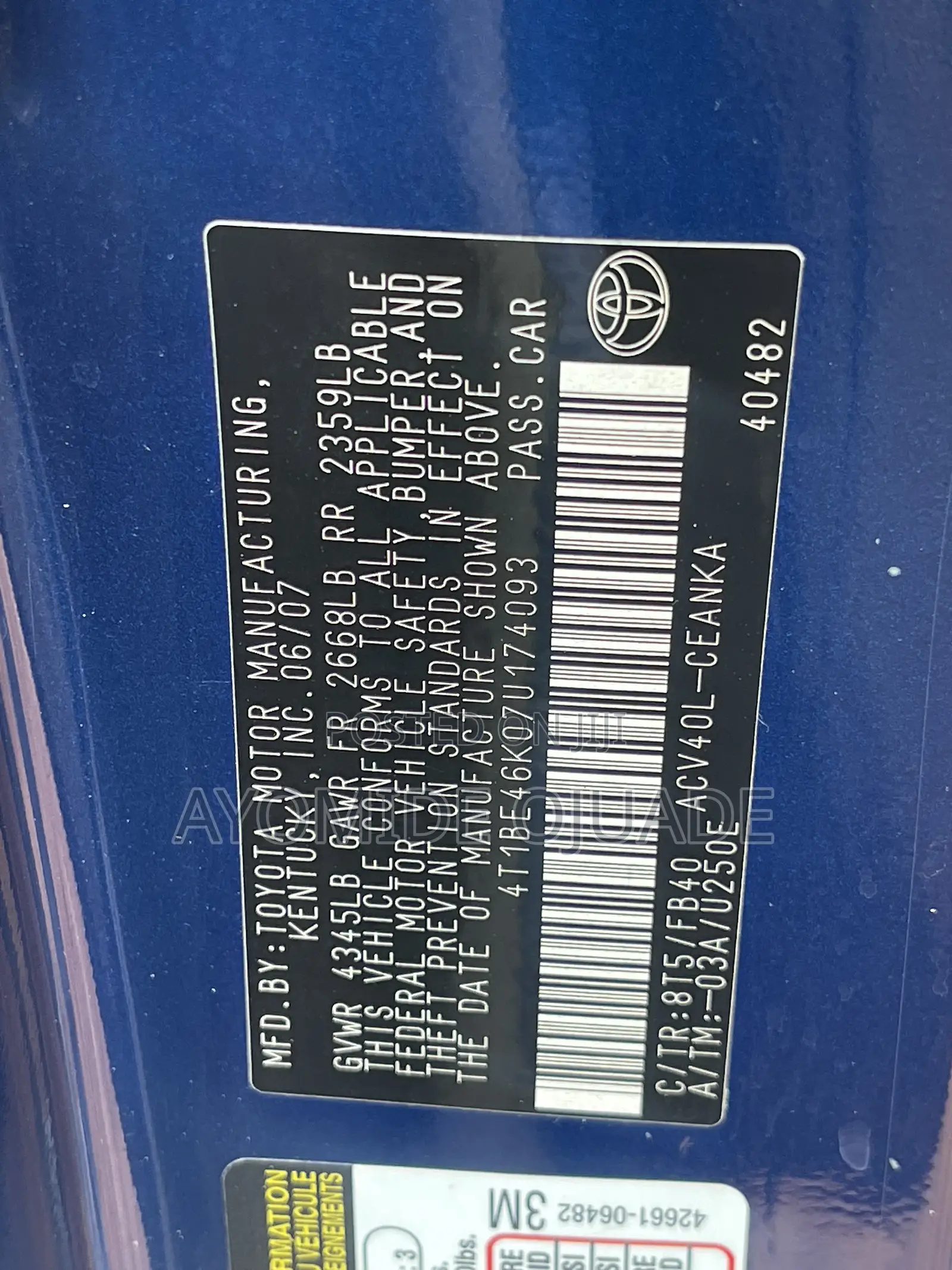 Toyota Camry 2008 Blue