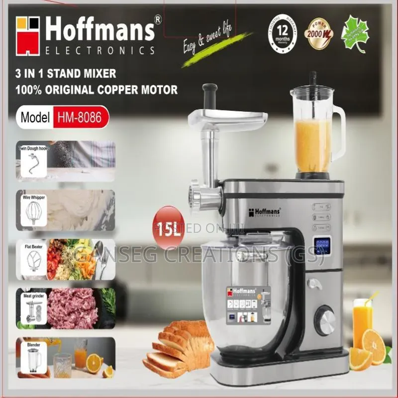 Hoffmans 3-in-1 Industrial 15l Mixer,Blender Meat Grinder (Hm-8086)