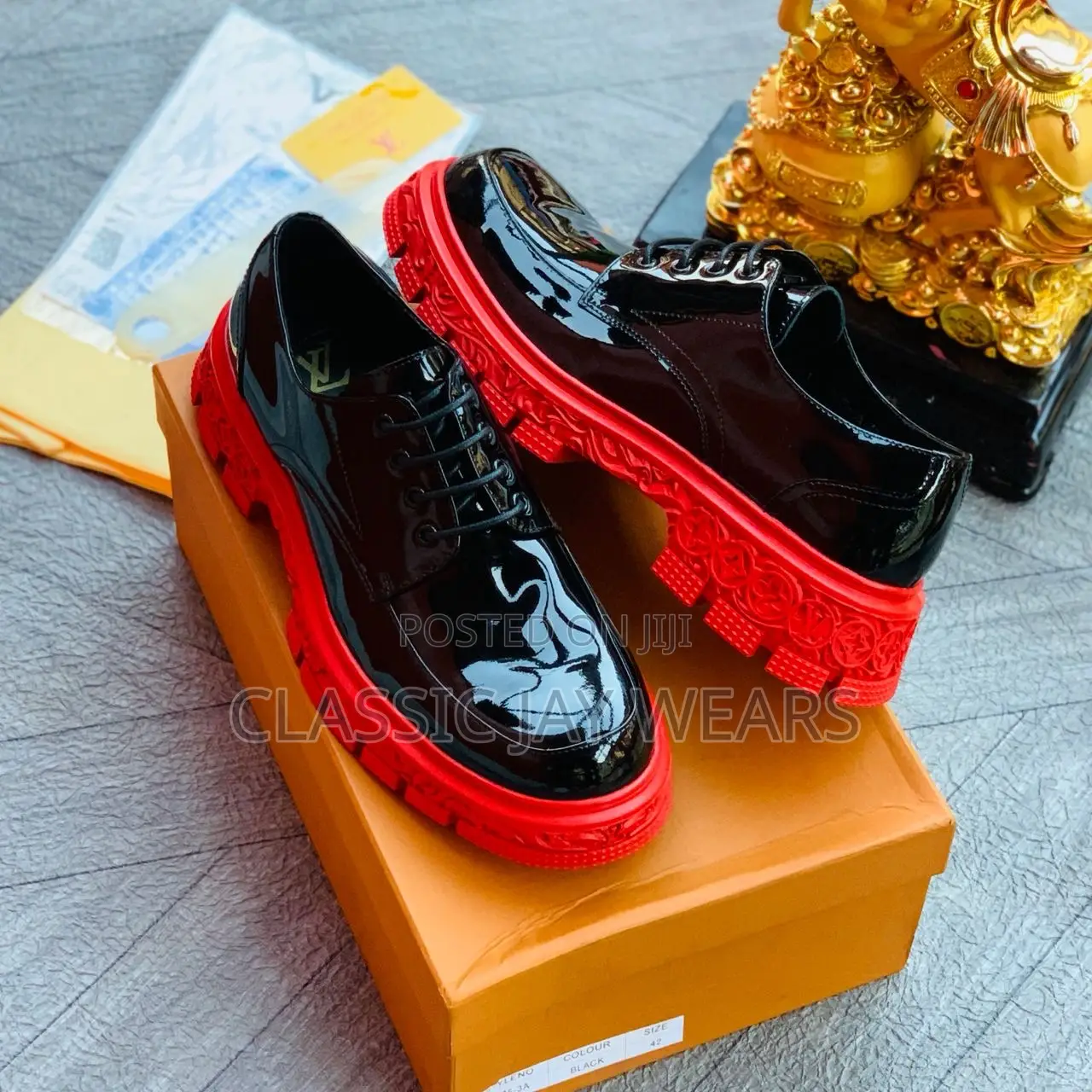 Black Louis Vuitton Lace Up Available 42, 43 Only