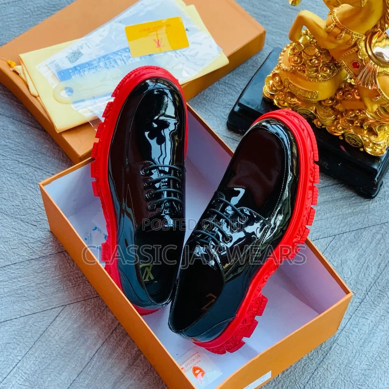 Black Louis Vuitton Lace Up Available 42, 43 Only