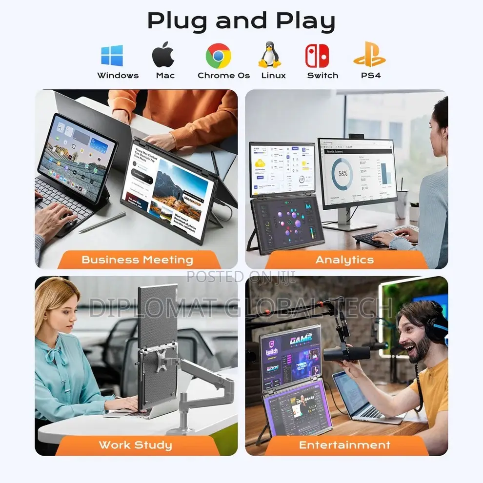 Screen-V2com-M4-Triple Foldable FHD Laptop Screen Extender 15.6” 60hz