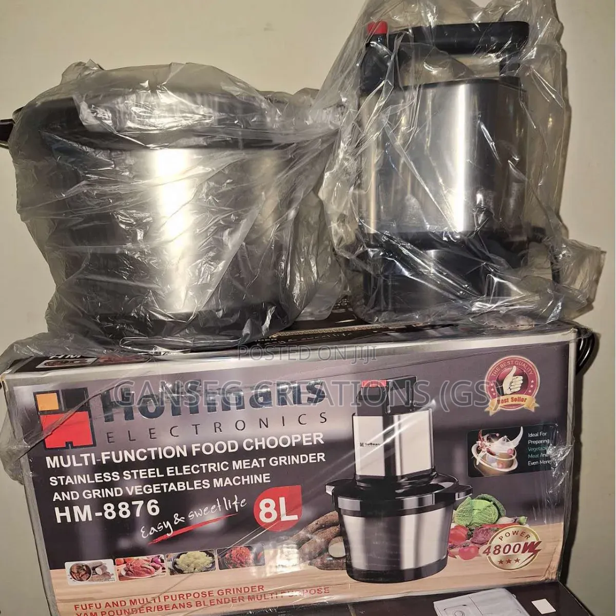Hoffman Heavy Duty 8litre Yam Pounder Multi Food Chopper(Hm-8876)4800w