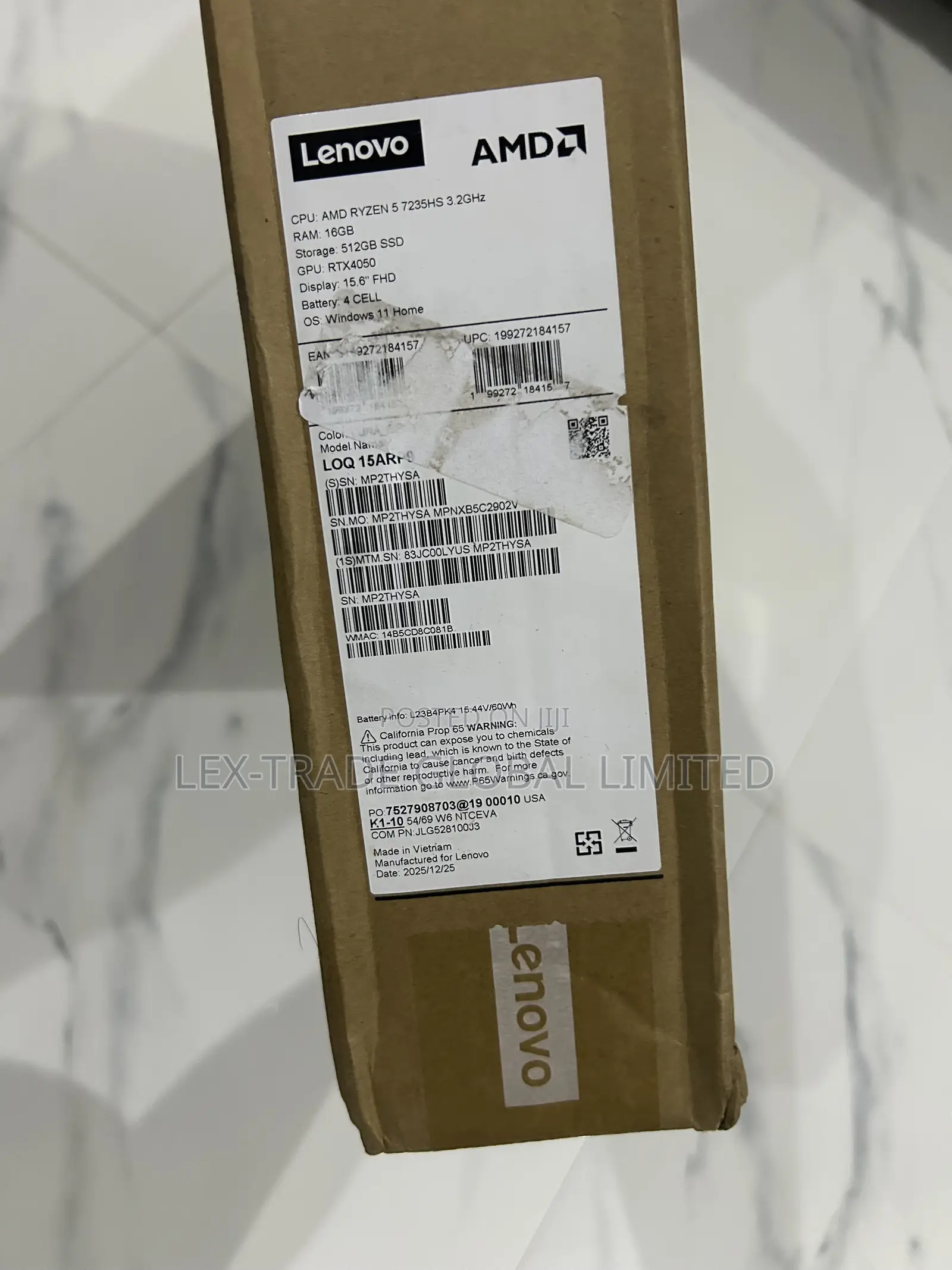 New Laptop Lenovo LOQ 15ARP9 16GB AMD Ryzen 5 SSD 512GB