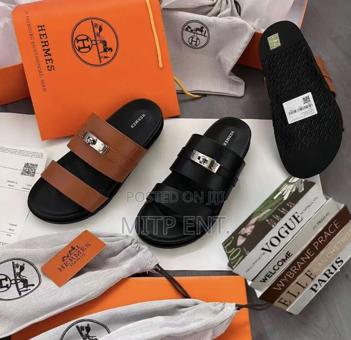 Hermes Luxury Leather Slides for Men