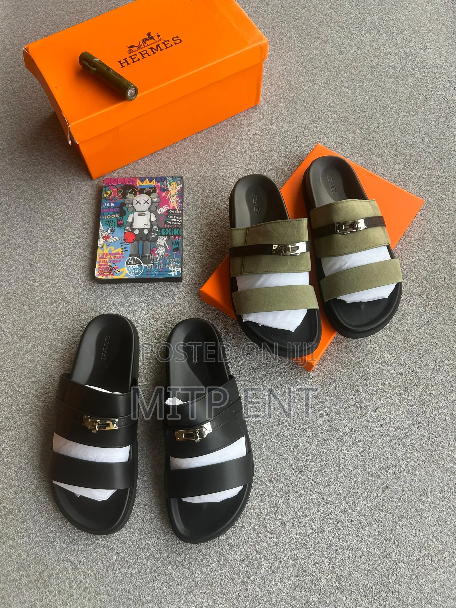 Hermes Luxury Leather Slides for Men