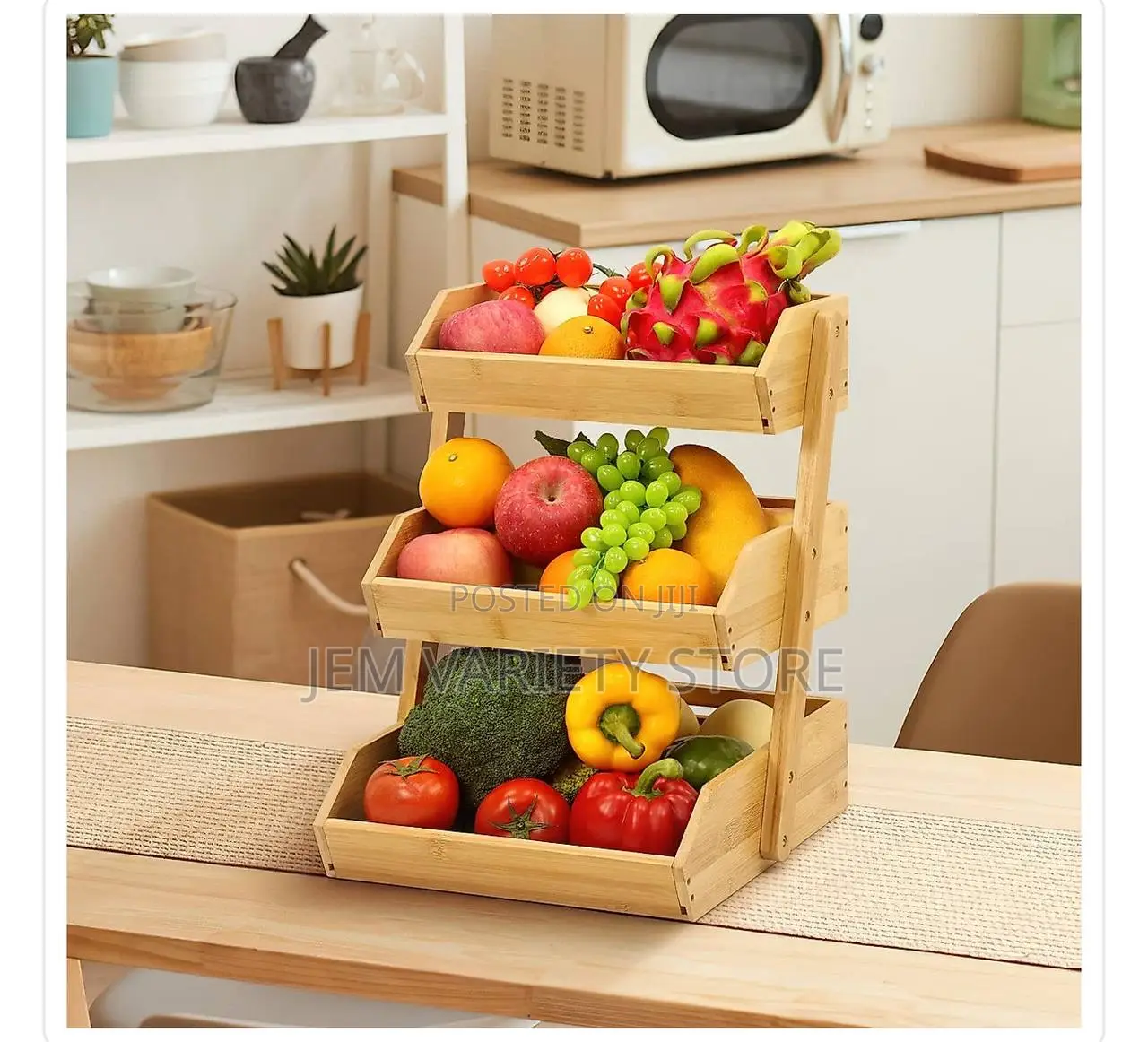Bamboo Fruit Basket – 3 Tier Fruit Bowl