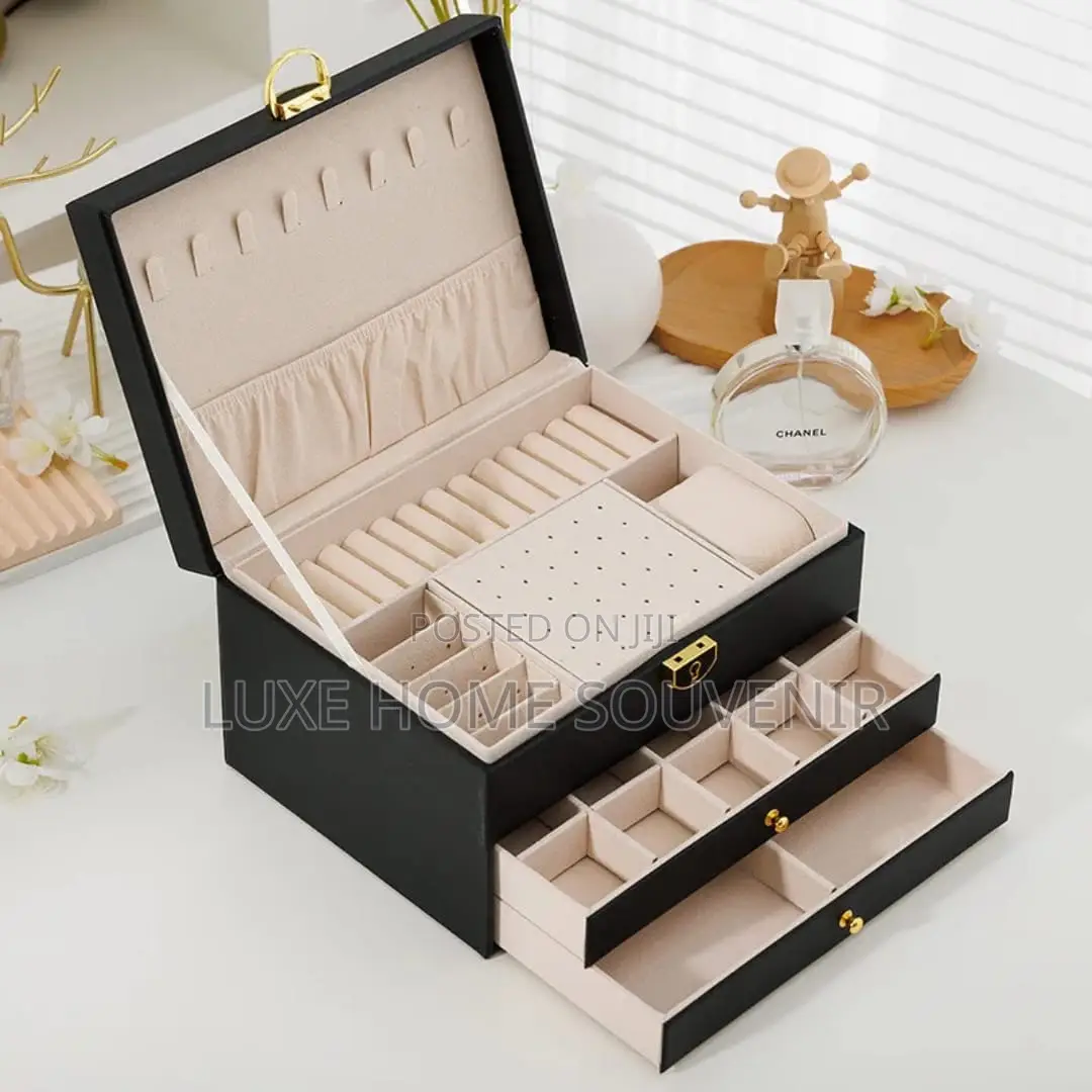 3 Layer Multifunctional Leather Jewelry Box