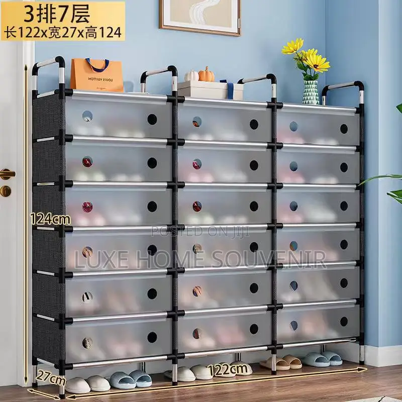 7 Layer Three Compartment Shoe Rack With Cover