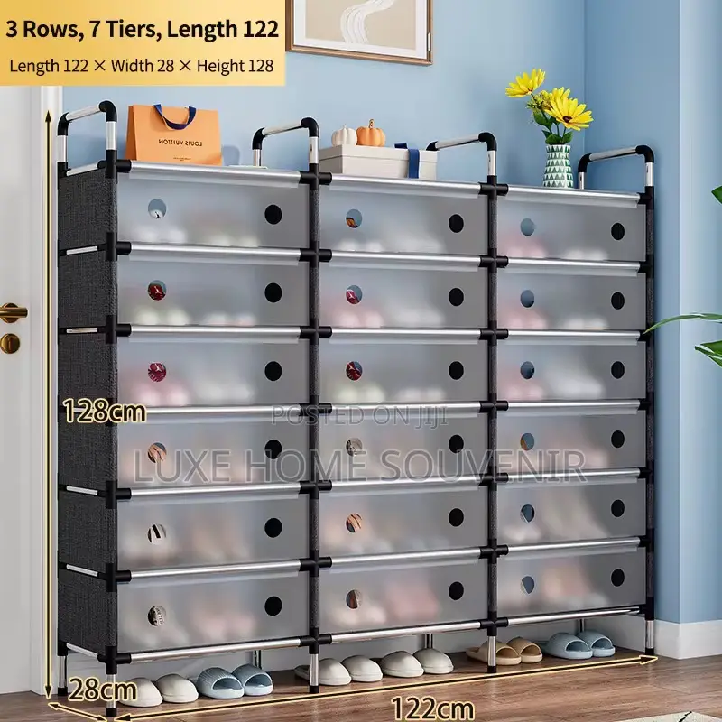 7 Layer Three Compartment Shoe Rack With Cover