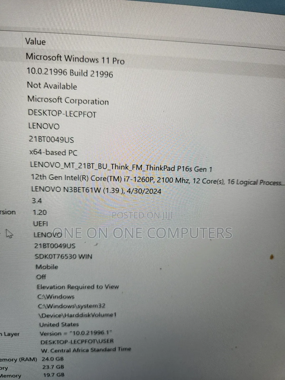 Laptop Lenovo ThinkPad P15s 16GB Intel Core i7 SSD 512GB