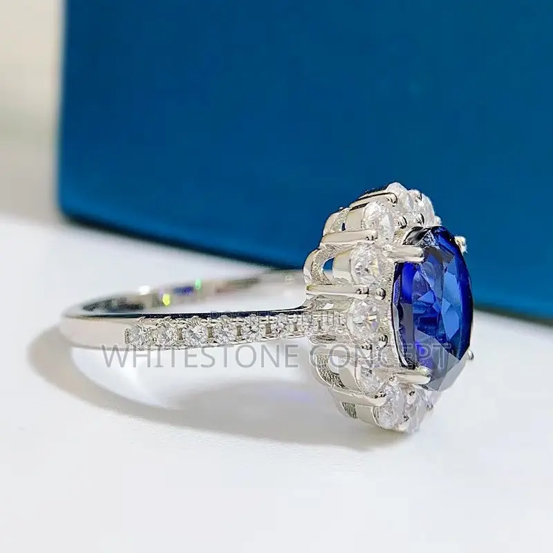 New Silver 925 Blue Gemstone for Engagement and Wedding