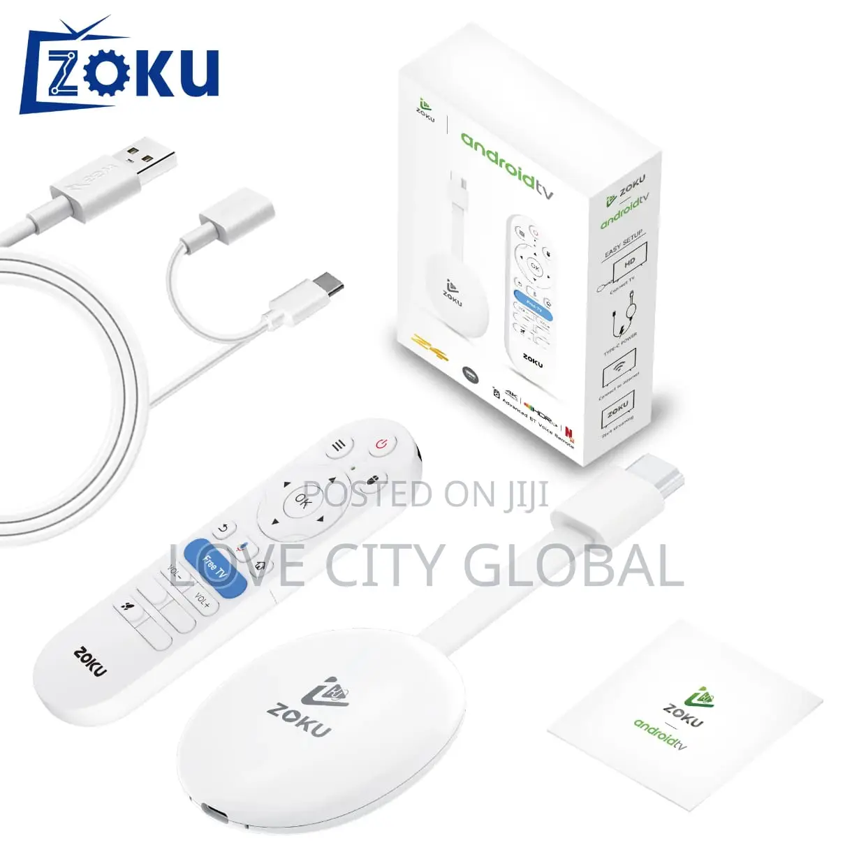 Zoku Android Tv Stick Z4 Hdmi Voice Remote Wifi Chromecast Built-In
