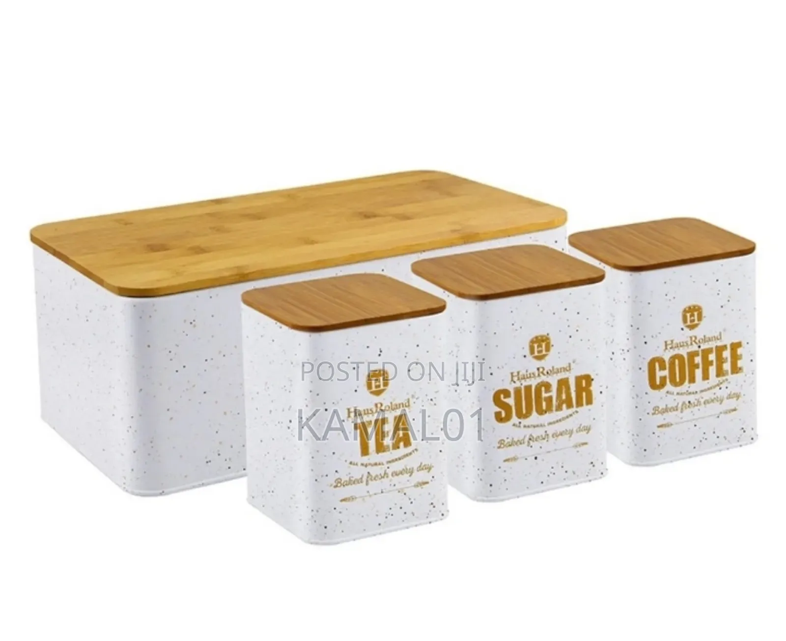 4 Pieces Kitchen Coffee Sugar Tea And Bread Canister Vintage Metal