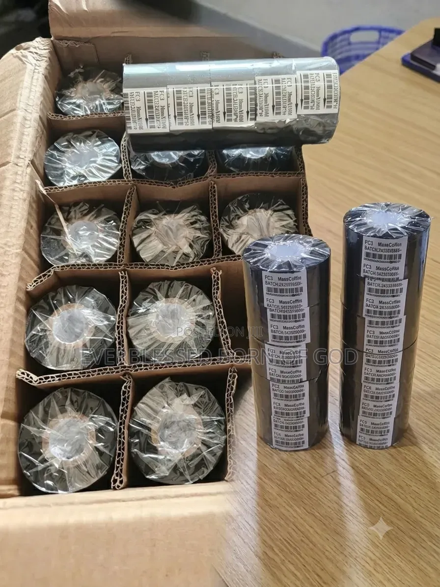 A Carton Of Printer Ribbon Roll For Dates And Batch Numbers