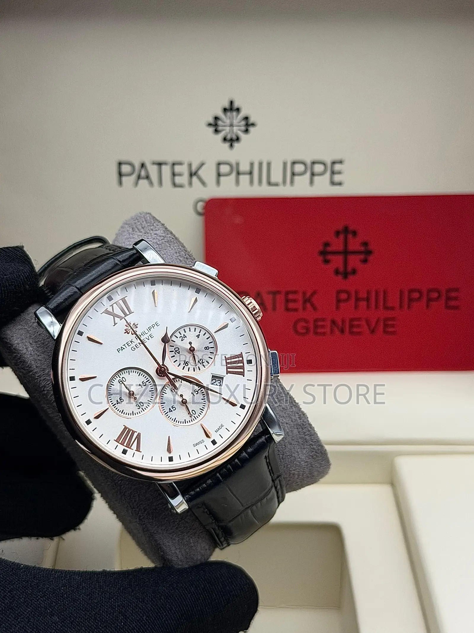 Patek Philippe Quality Men Genuine Leather Wristwatch