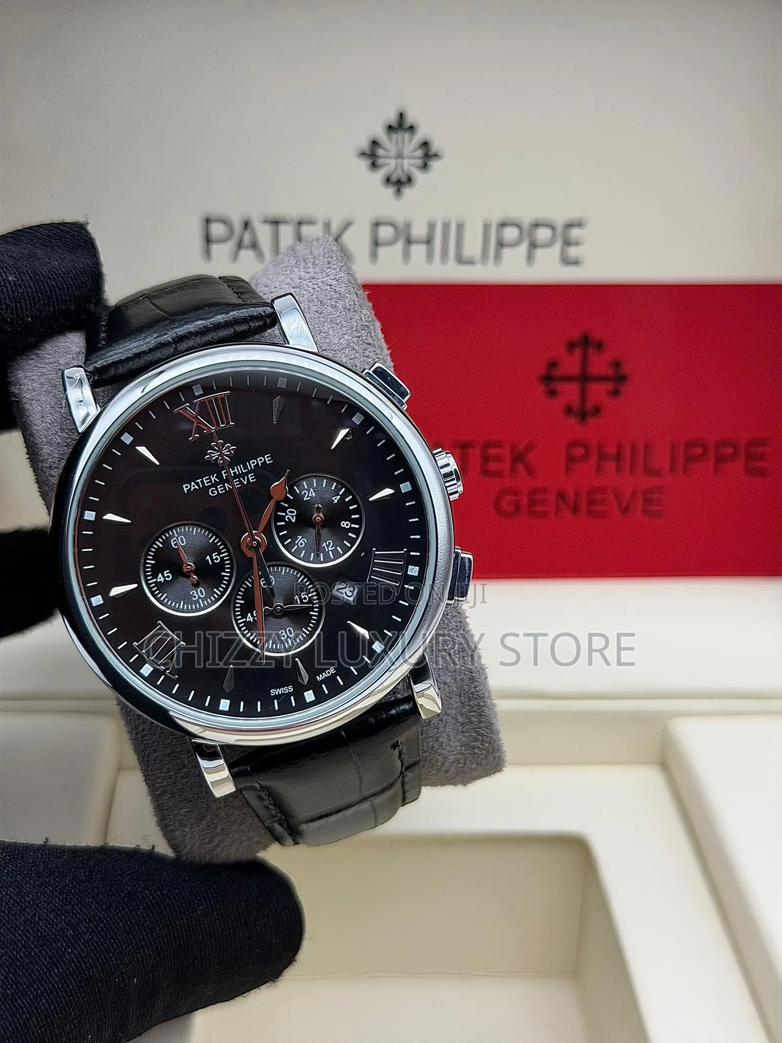 Patek Philippe Quality Men Genuine Leather Wristwatch