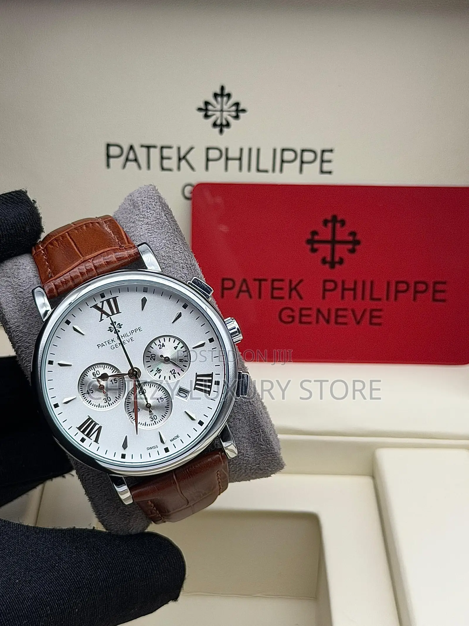 Patek Philippe Quality Men Genuine Leather Wristwatch