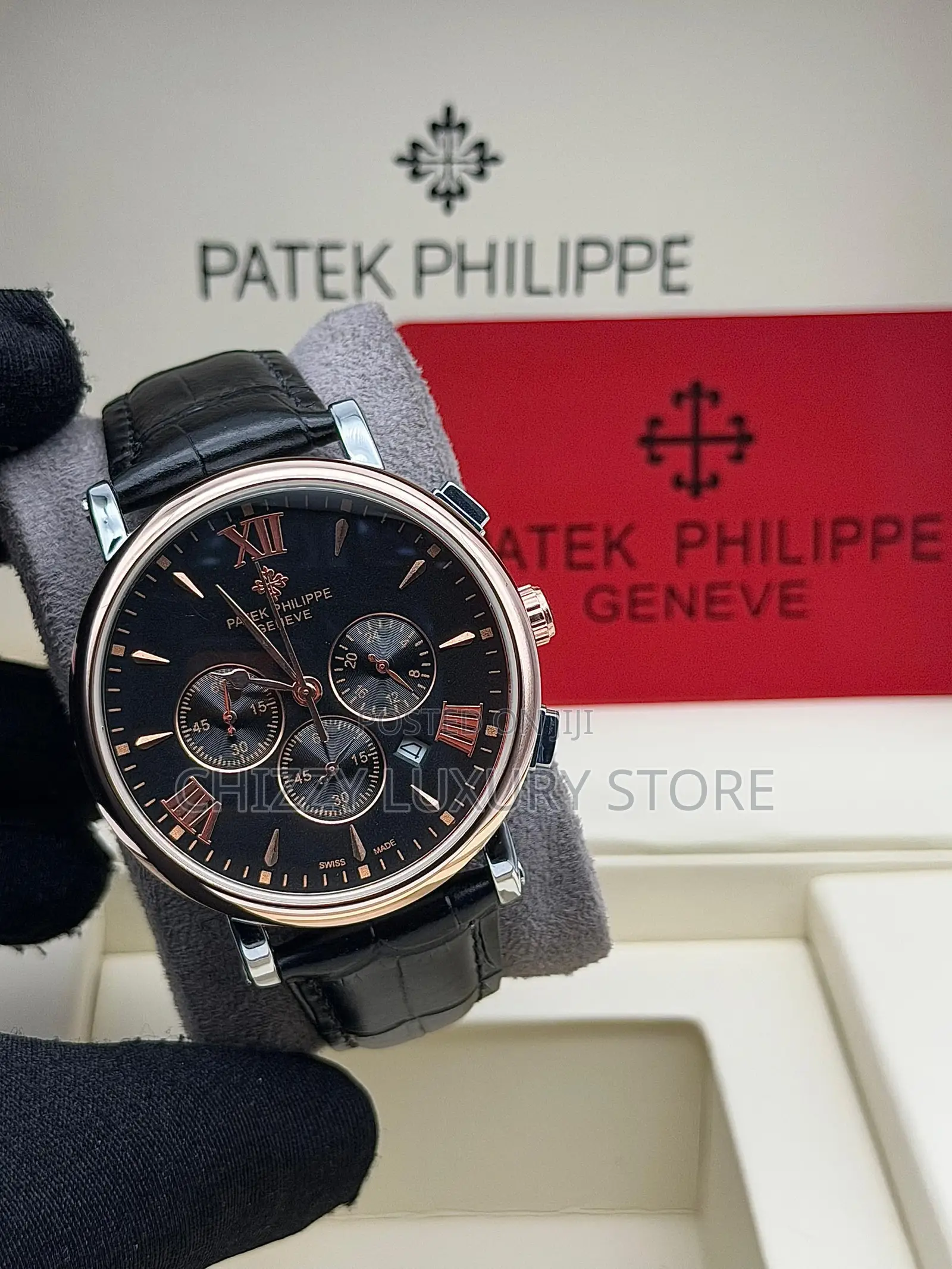 Patek Philippe Quality Men Genuine Leather Wristwatch