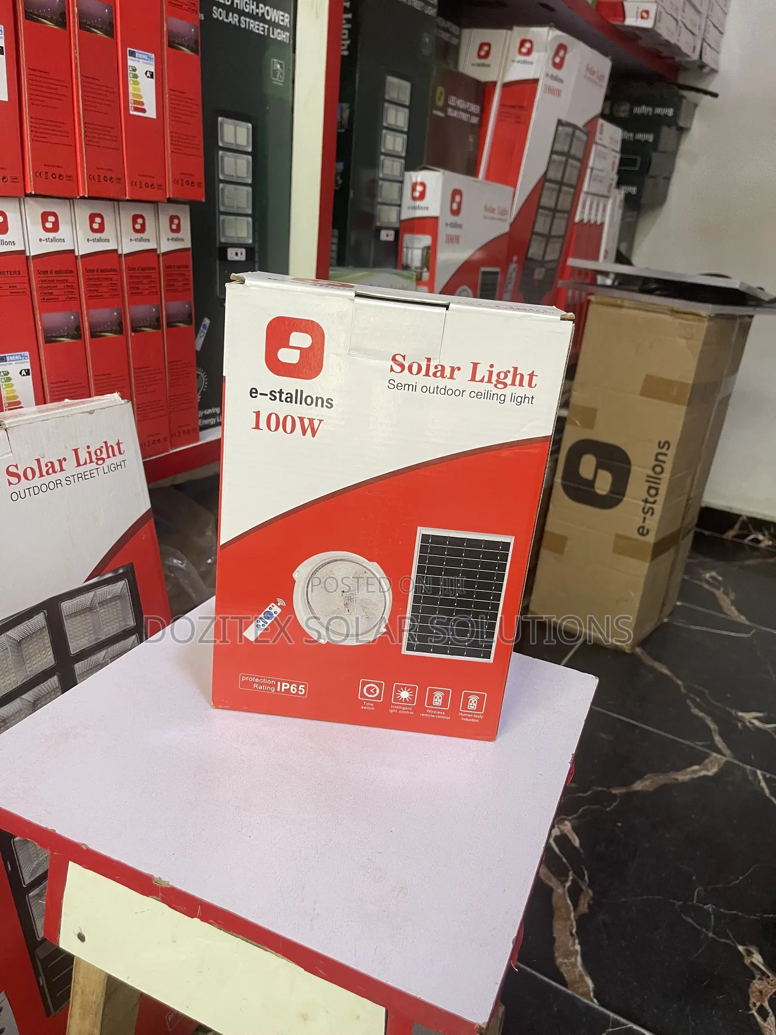 100w Solar Semi Outdoor Ceiling Light