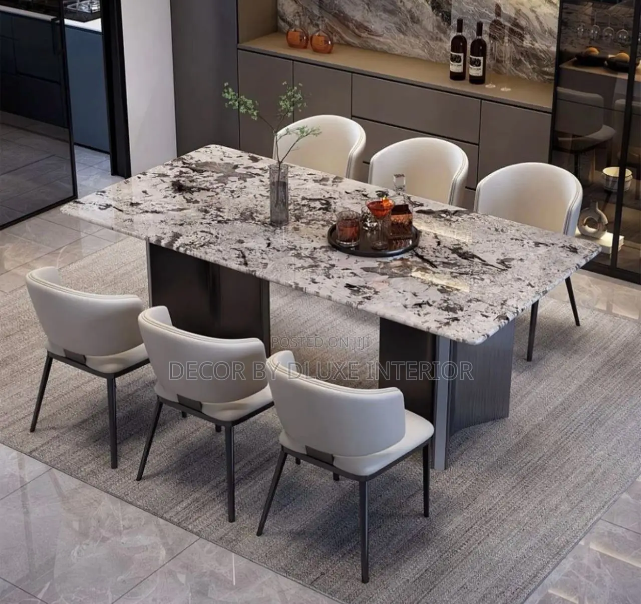 Luxurious 6 Seater Marble Top Dining Set