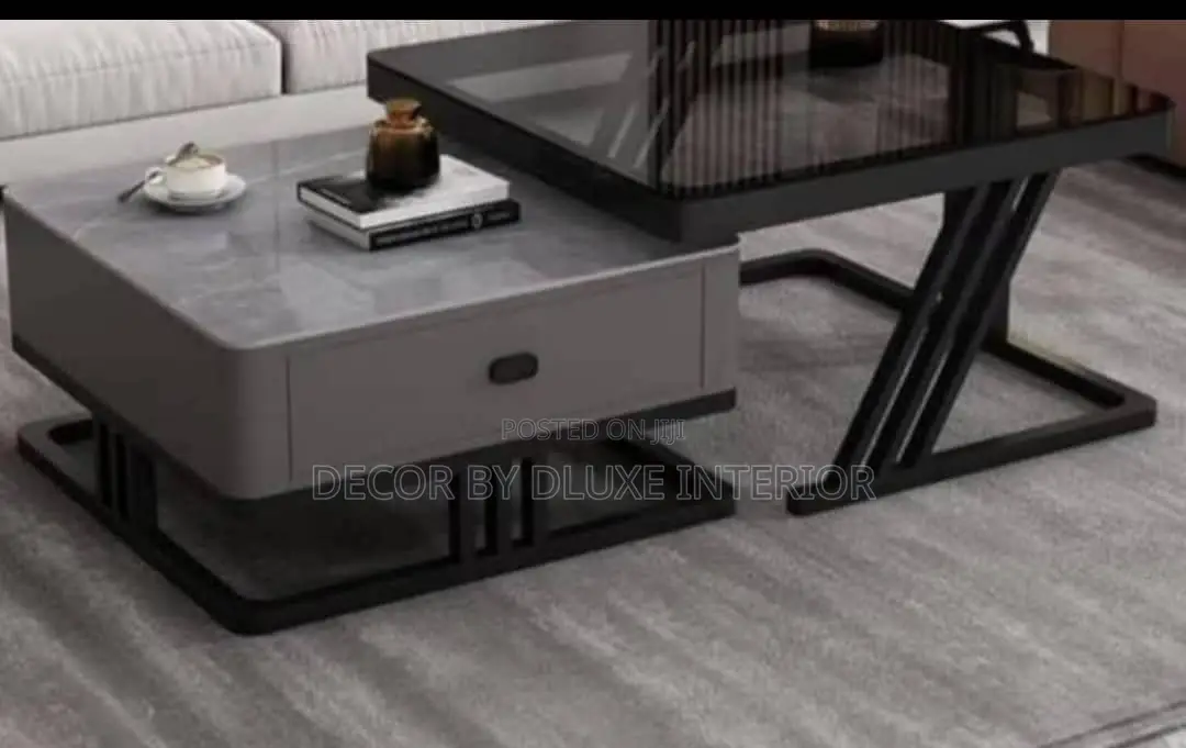 Modern Square Marble Glass Folding 2 in 1 Coffee Table