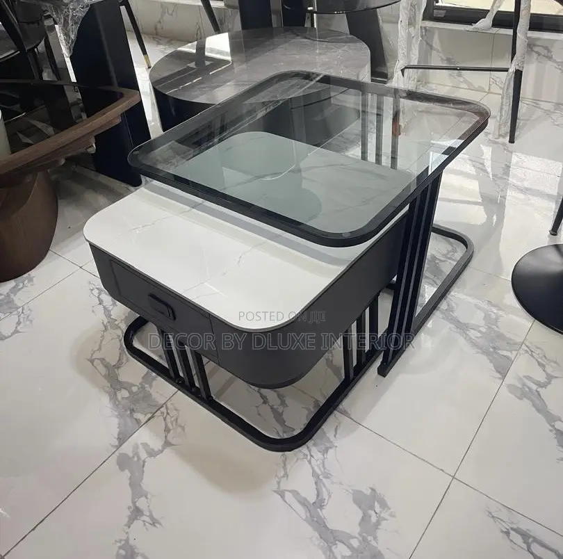 Modern Square Marble Glass Folding 2 in 1 Coffee Table