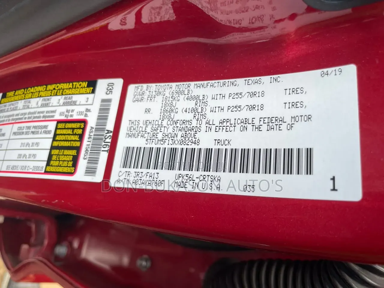 Toyota Tundra 2019 Red