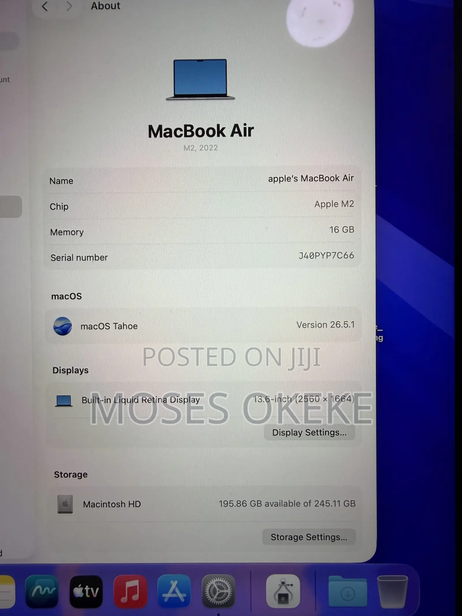 Laptop Apple MacBook Air 2022 M2 16GB Apple M2 SSD 256GB