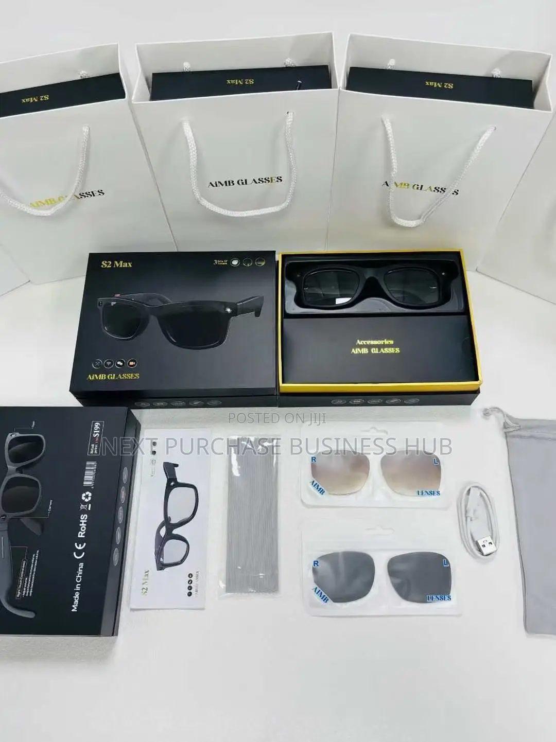 S2 Max Ai Smart Camera Glasses 3 in 1 Lens Transparent