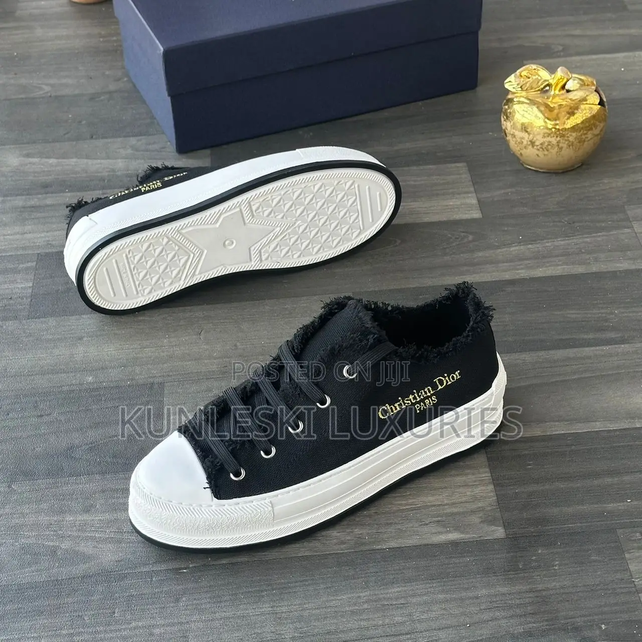 Original Christian Dior Black Lace Up Sneakers