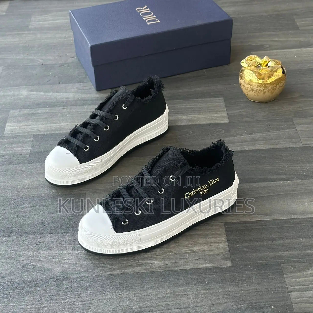Original Christian Dior Black Lace Up Sneakers