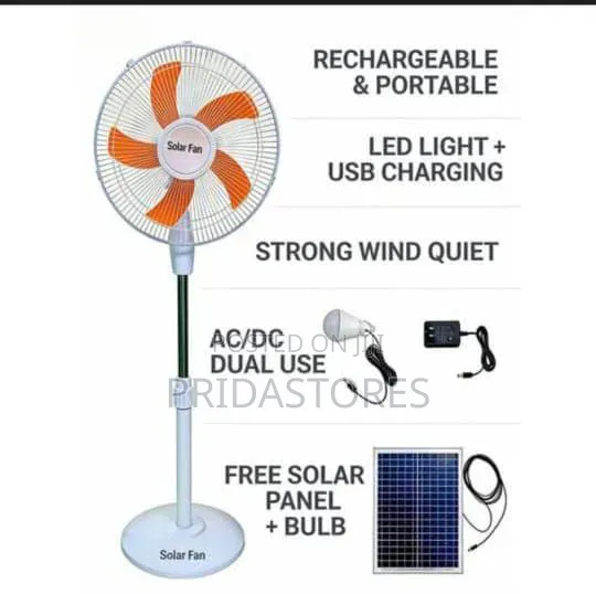 *Quality 16 Inches Hc Rechargeable Standing Fan With Solar Panel
