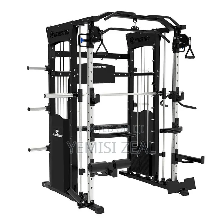 Smith Machine With Weight Plates and Barbell
