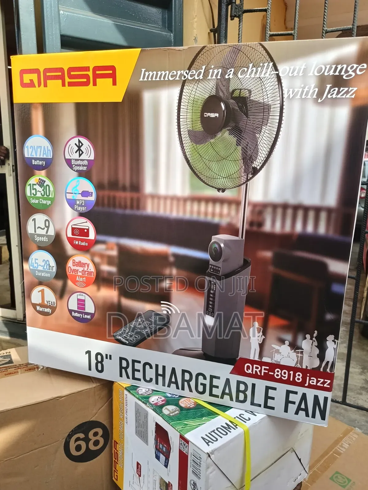 Qasa 18 Inches Rechargeable Fan With Bluetooth Speaker and Fm