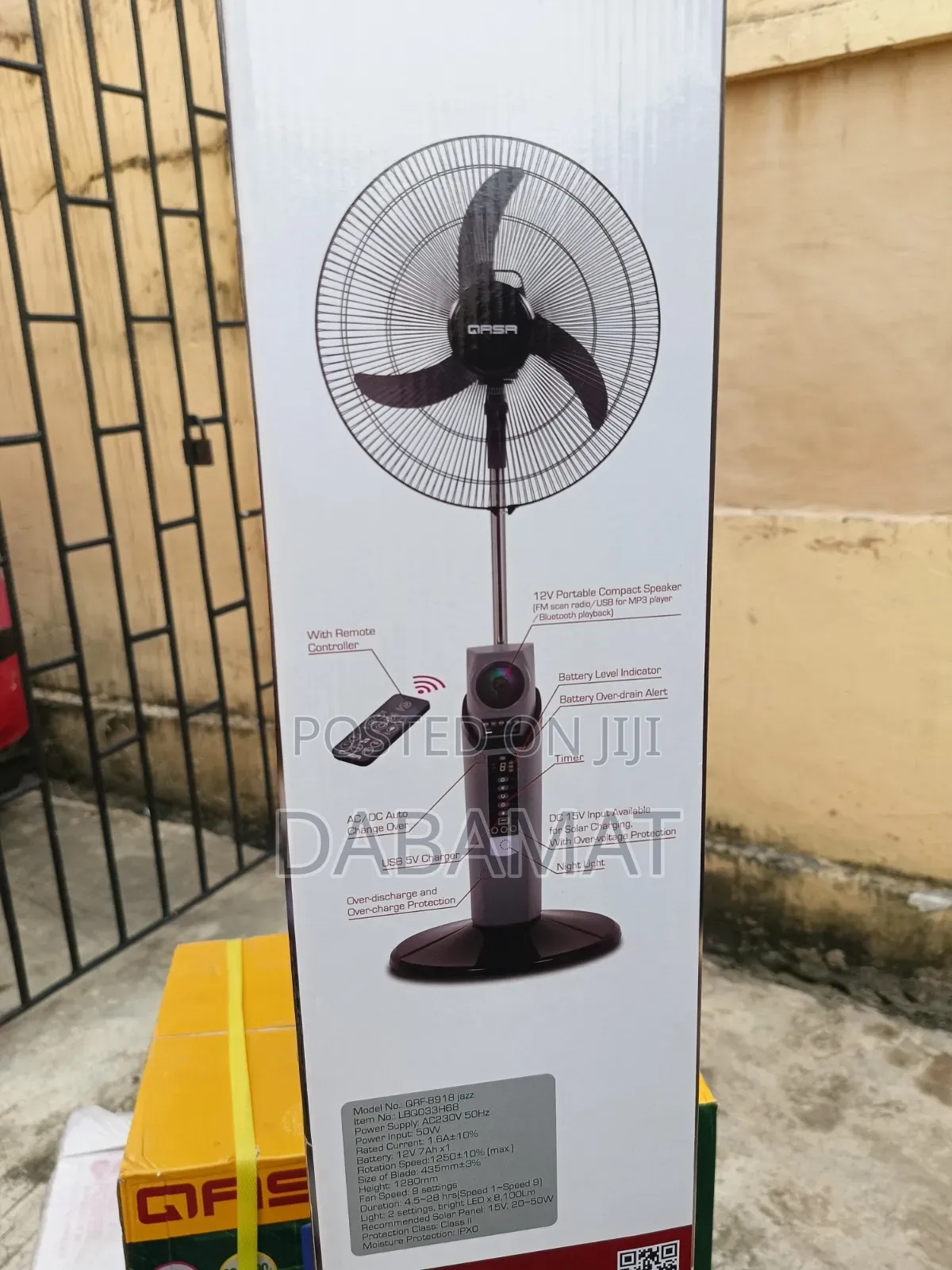 Qasa 18 Inches Rechargeable Fan With Bluetooth Speaker and Fm