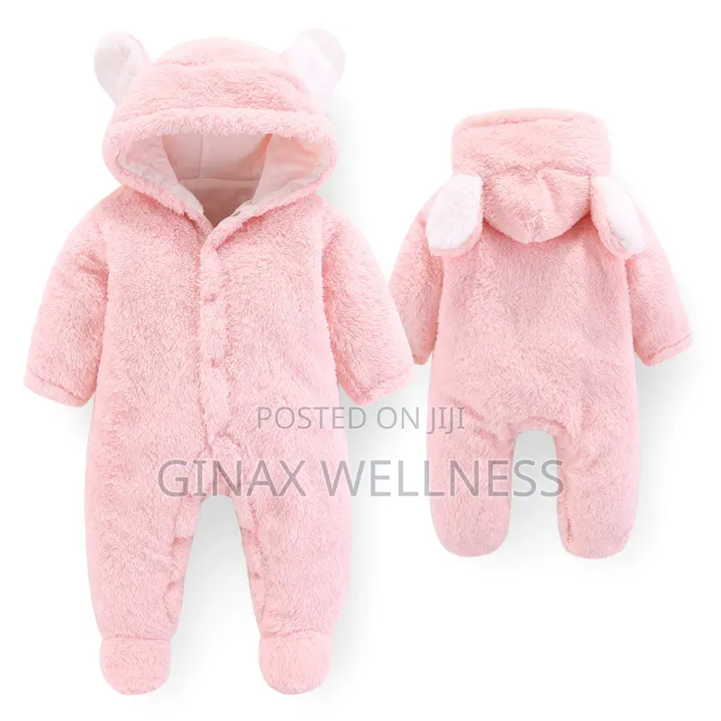 Hooded Fleece Baby Romper | Cozy Teddy Bear Baby Jumpsuit (0-12months)
